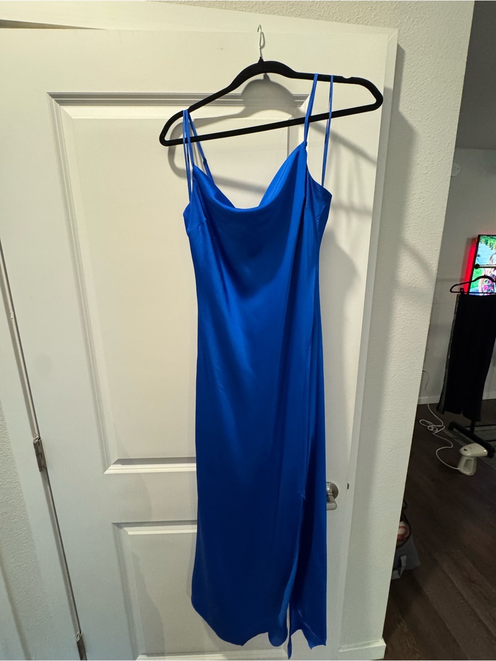 Express Royal Blue Satin Maxi Slip Dress